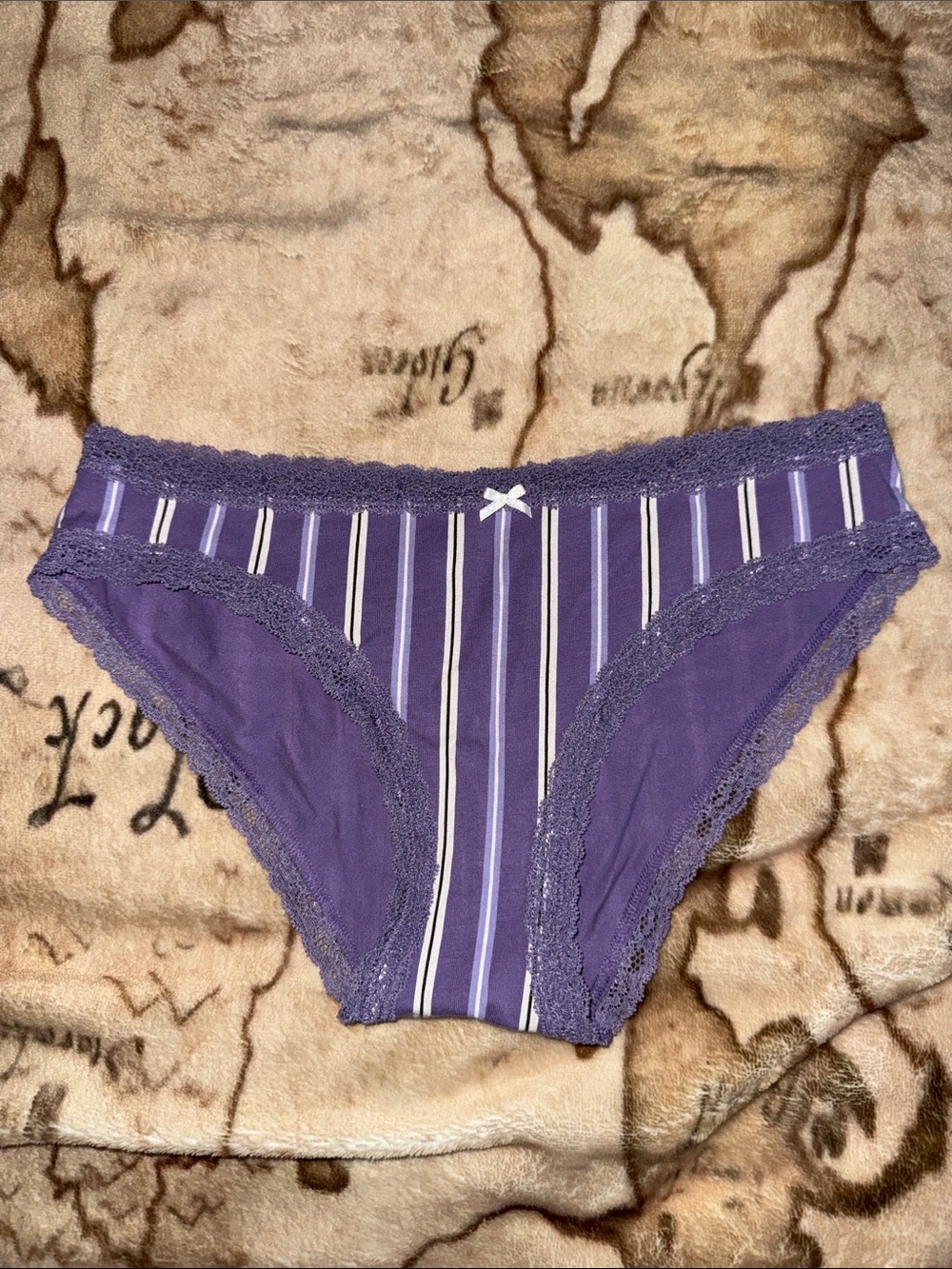 🖤NWOT AEROPOSTALE HIPSTER PURPLE STRIPED LACE PANTY SIZE S🖤
